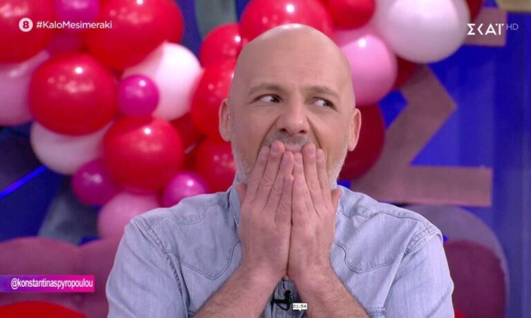 Βγήκε από ένα μεγάλο κόκκινο κουτί με κορδέλα στο πλατό και ο Μουτσινάς έπαθε ΣΟΚ! (video)